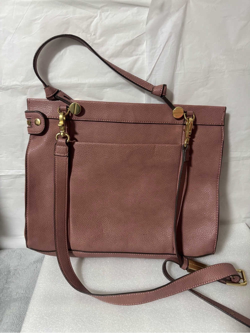 Foley + Corinna Mauve Leather Shoulder Bag with Gold Hardware